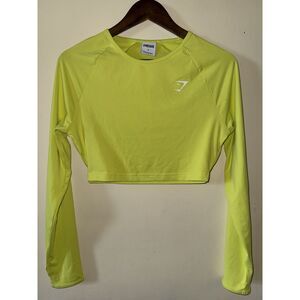 Gymshark Neon Lime Yellow Crop Long Sleeve Top S